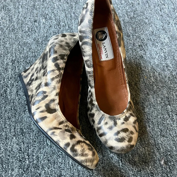Lanvin Leopard Wedge Heels, size 36.5 - Picture 2 of 5